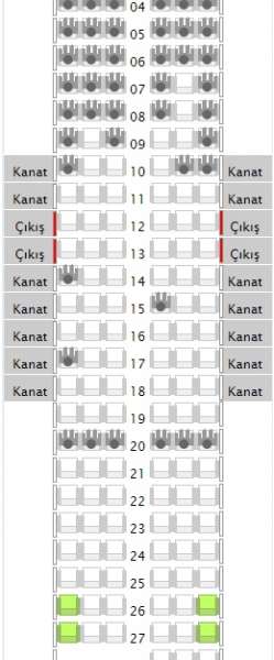 eksi duyuru ucak koltuk secimi